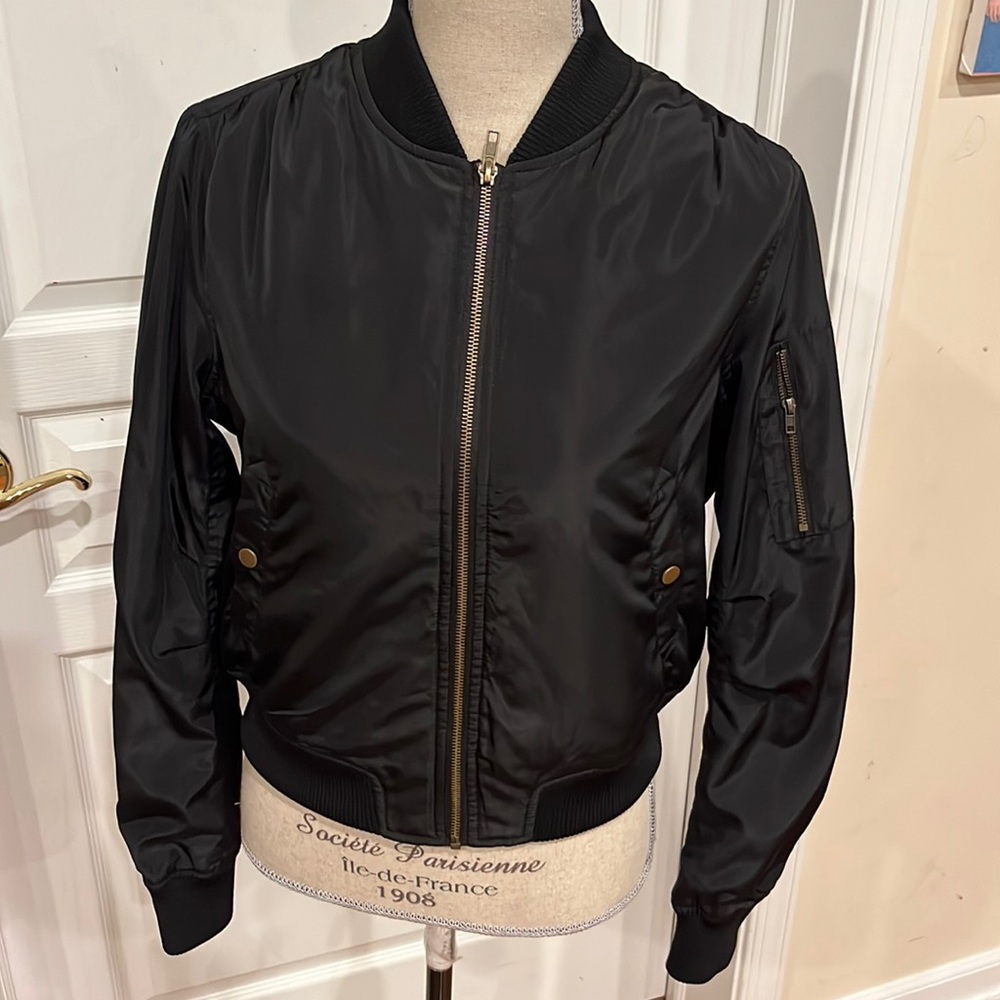 Aqua black bomber jacket